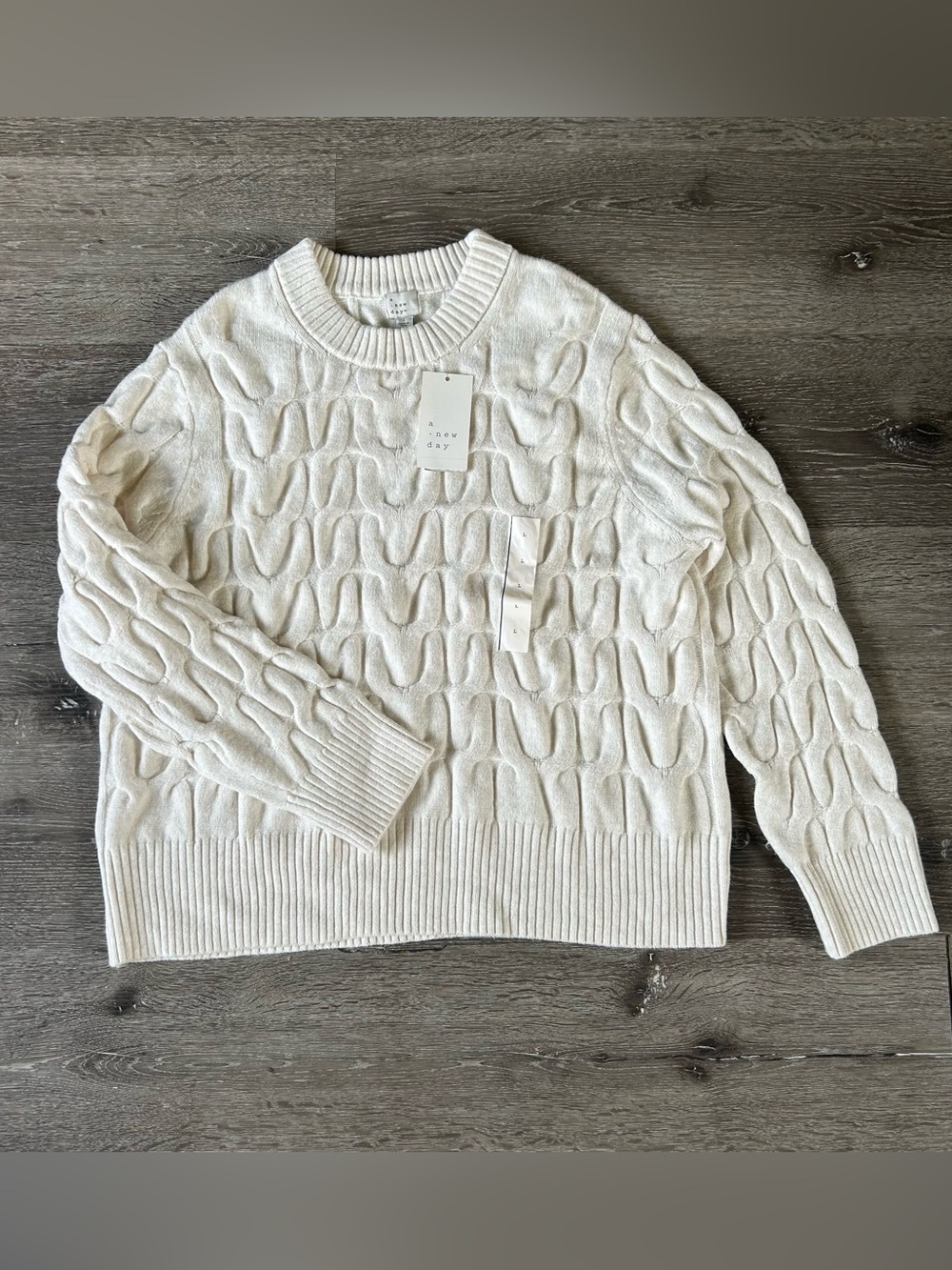NWT Large A New Day Oatmeal Cream Knit Sweater